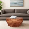 Bon 33 Inch Diamond Shape Acacia Wood Coffee Table With Smooth Top, Dark Brown