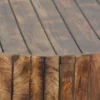 34 Inch Handmade Wooden Round Coffee Table with Plank Design, Burned Brown