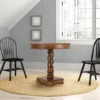 UPT-213134_10_2 30 Inch Handcrafted Round Mango Wood Dinette, Artisanal Twisted Pedestal Base, Walnut Brown