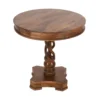 UPT-213134_2 30 Inch Handcrafted Round Mango Wood Dinette, Artisanal Twisted Pedestal Base, Walnut Brown