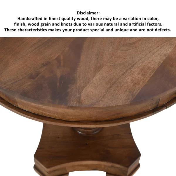 UPT-213134_4_2 30 Inch Handcrafted Round Mango Wood Dinette, Artisanal Twisted Pedestal Base, Walnut Brown