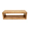 Keli 58 Inch Mango Wood Coffee Table, Open Cube, 1 Shelf, Natural Brown