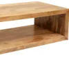 Keli 58 Inch Mango Wood Coffee Table, Open Cube, 1 Shelf, Natural Brown