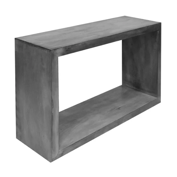 UPT-230675 Keli 52 Inch Cube Shape Wooden Console Table with Open Bottom Shelf, Charcoal Gray