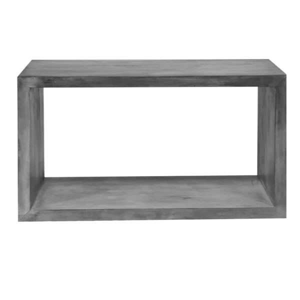 UPT-230675_1 Keli 52 Inch Cube Shape Wooden Console Table with Open Bottom Shelf, Charcoal Gray