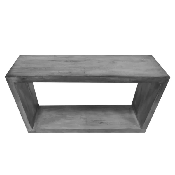 UPT-230675_2 Keli 52 Inch Cube Shape Wooden Console Table with Open Bottom Shelf, Charcoal Gray