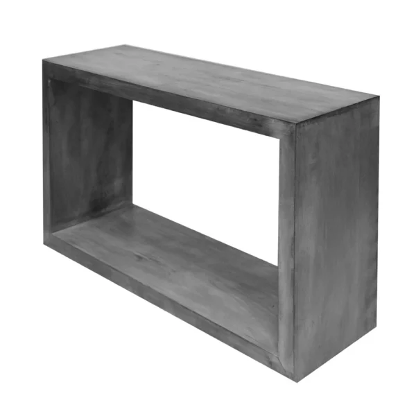 UPT-230675_3 Keli 52 Inch Cube Shape Wooden Console Table with Open Bottom Shelf, Charcoal Gray