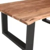 45 Inch Acacia Wood Rectangular Coffee Table, Live Edge Details, Black Powder Coated Metal Sled Base, Natural Brown
