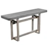 59 Inch Artisan Sideboard Console Table with Geometric Interlocked Base, Distressed Matte Gray
