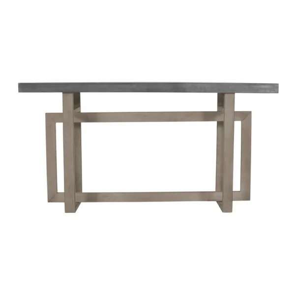 59 Inch Artisan Sideboard Console Table with Geometric Interlocked Base, Distressed Matte Gray