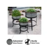 UPT-271316_9_7b795d6f-14a1-4463-85a1-2a2fa8ecf49b 21, 18, and 16 Inch 3 Piece Round Tub Metal Planter Set with Stand in Galvanized Gray and Black Iron