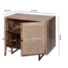 UPT-272530_6 35 Inch Handcrafted Accent Cabinet with 2 Mesh Rattan Doors, Black Iron Legs, Natural Brown Mango Wood Frame