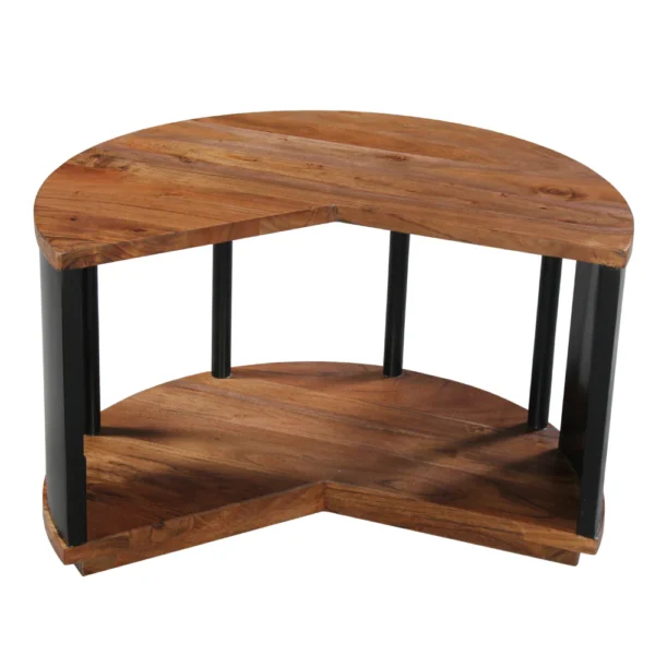 Jones 30-Inch Round Coffee Table, Handcrafted Natural Brown Acacia Wood, 3 Piece Split Design