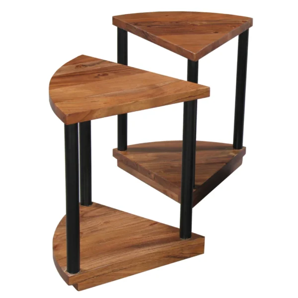 Jones 30-Inch Round Coffee Table, Handcrafted Natural Brown Acacia Wood, 3 Piece Split Design