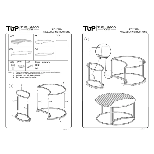 35 Inch 2 Piece Coffee Table with Black Iron Frame, 2 Tone Mango Wood Top In Natural Brown and Walnut
