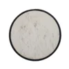 Beri 18 Inch Side End Table, Round White Natural Marble Top, Classic Slim Black Iron Frame