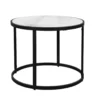 UPT-273475 23 Inch Side End Table, Modern Round White Natural Marble Top, Classic Black Iron Frame