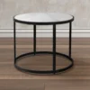 UPT-273475_10 23 Inch Side End Table, Modern Round White Natural Marble Top, Classic Black Iron Frame