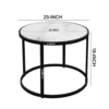 UPT-273475_7 23 Inch Side End Table, Modern Round White Natural Marble Top, Classic Black Iron Frame