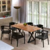 UPT-273760_11 67 Inch Rectangular Dining Table with Crossed Black Metal Legs and Natural Brown Faux Live Edge Acacia Wood Top