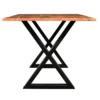 UPT-273760_2 67 Inch Rectangular Dining Table with Crossed Black Metal Legs and Natural Brown Faux Live Edge Acacia Wood Top