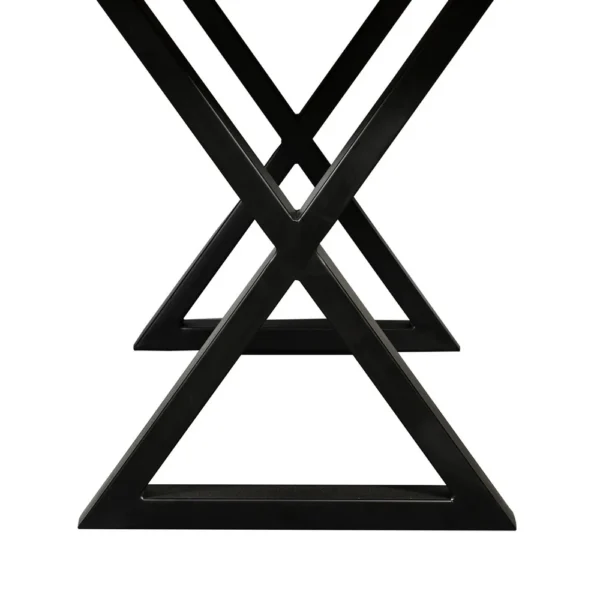 UPT-273760_4 67 Inch Rectangular Dining Table with Crossed Black Metal Legs and Natural Brown Faux Live Edge Acacia Wood Top