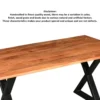 UPT-273760_5 67 Inch Rectangular Dining Table with Crossed Black Metal Legs and Natural Brown Faux Live Edge Acacia Wood Top