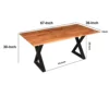 UPT-273760_7 67 Inch Rectangular Dining Table with Crossed Black Metal Legs and Natural Brown Faux Live Edge Acacia Wood Top