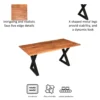 UPT-273760_8 67 Inch Rectangular Dining Table with Crossed Black Metal Legs and Natural Brown Faux Live Edge Acacia Wood Top