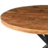 UPT-273762_3 48 Inch Handcrafted Dining Table, Solid Mango Wood Round Top with Iron Crisscrossed Legs, Natural Brown and Black