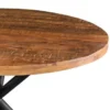 UPT-273762_4 48 Inch Handcrafted Dining Table, Solid Mango Wood Round Top with Iron Crisscrossed Legs, Natural Brown and Black