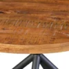 UPT-273762_5 48 Inch Handcrafted Dining Table, Solid Mango Wood Round Top with Iron Crisscrossed Legs, Natural Brown and Black