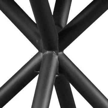 UPT-273762_7 48 Inch Handcrafted Dining Table, Solid Mango Wood Round Top with Iron Crisscrossed Legs, Natural Brown and Black