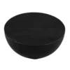 30 Inch Modern Art Coffee Table, Round Drum Shape, Solid Mango Wood, Matte Black