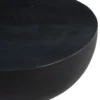 30 Inch Modern Art Coffee Table, Round Drum Shape, Solid Mango Wood, Matte Black