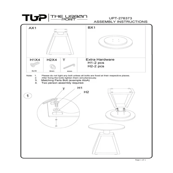 UPT-276373-Assembly-Instructions_2cc97bc2-0e9b-4d74-9155-031aad117930 Port Blair Side End Table, Round White Genuine Marble Top with Handcrafted Mango Wood 16.5 Inch