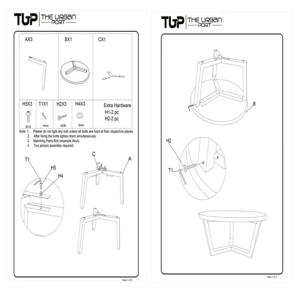 Nina 30 inch Round Mango Wood Coffee Table - Handcrafted Natural Brown, Sturdy 3-Leg Sled Base