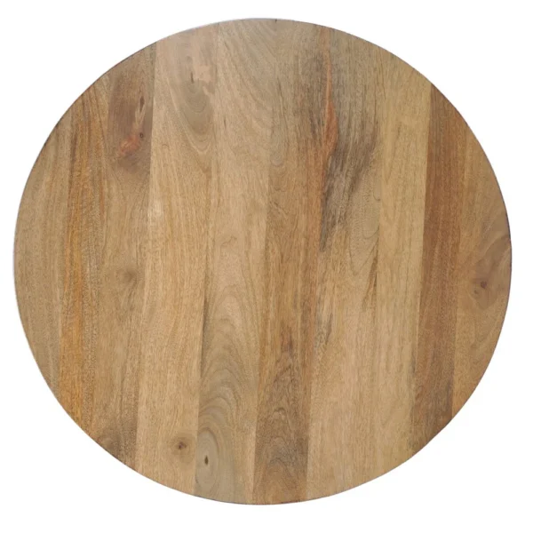 Nina 30 inch Round Mango Wood Coffee Table - Handcrafted Natural Brown, Sturdy 3-Leg Sled Base