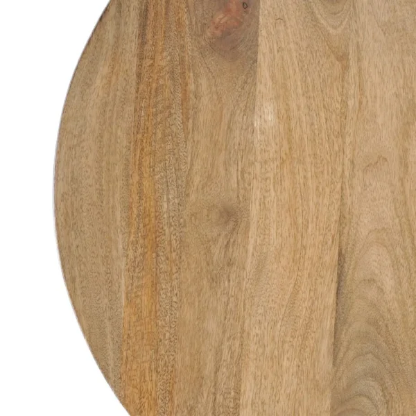 Nina 30 inch Round Mango Wood Coffee Table - Handcrafted Natural Brown, Sturdy 3-Leg Sled Base