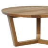 Nina 30 inch Round Mango Wood Coffee Table - Handcrafted Natural Brown, Sturdy 3-Leg Sled Base