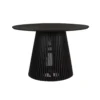 Ridge 47 Inch Handcrafted Mango Wood Round Dining Table, Slatted Flared Base, Black