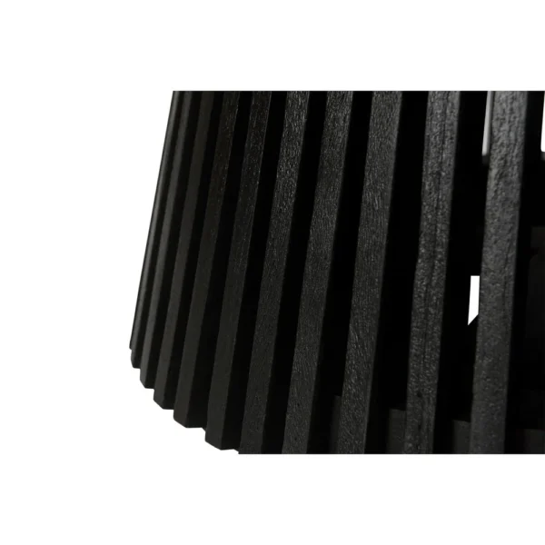 Ridge 47 Inch Handcrafted Mango Wood Round Dining Table, Slatted Flared Base, Black