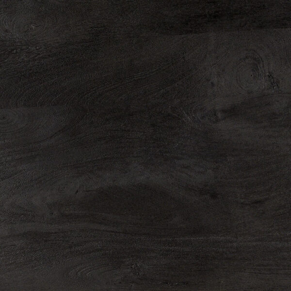 Ridge 47 Inch Handcrafted Mango Wood Round Dining Table, Slatted Flared Base, Black