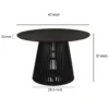Ridge 47 Inch Handcrafted Mango Wood Round Dining Table, Slatted Flared Base, Black