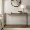 Aurelia 48 Inch Console Sofa Table, Artisanal Hammered Antique Bronze Tray Top, Industrial Black Iron Frame