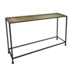 Aurelia 48 Inch Console Sofa Table, Artisanal Hammered Antique Bronze Tray Top, Industrial Black Iron Frame