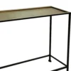 Aurelia 48 Inch Console Sofa Table, Artisanal Hammered Antique Bronze Tray Top, Industrial Black Iron Frame