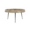 UPT-293094_1 Gia 29 Inch Modern Handcrafted Round Coffee Table, Natural Brown Wood Top with Carved Edge, Black Iron Legs