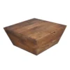 UPT-293095 36 Inch Handcrafted Modern Farmhouse Coffee Table, Geometric Angled Square, 1 Drawer, Walnut Mango Wood