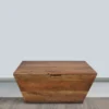 UPT-293095_10 36 Inch Handcrafted Modern Farmhouse Coffee Table, Geometric Angled Square, 1 Drawer, Walnut Mango Wood